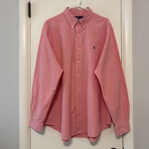Ralph Lauren Polo Men's L/S Mini Gingham Check Button-Down Shirt XXL Coral Logo
